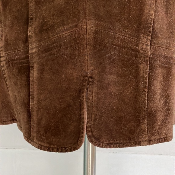 J.Jill 90’s chocolate brown genuine suede toggle coat size medium petite - Picture 8 of 14